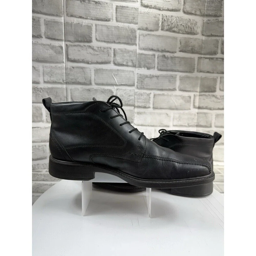 Ecco Gore-Tex Leather Chukka Ankle Boots Lace Up Black Men's EU 45 US 11/11.5